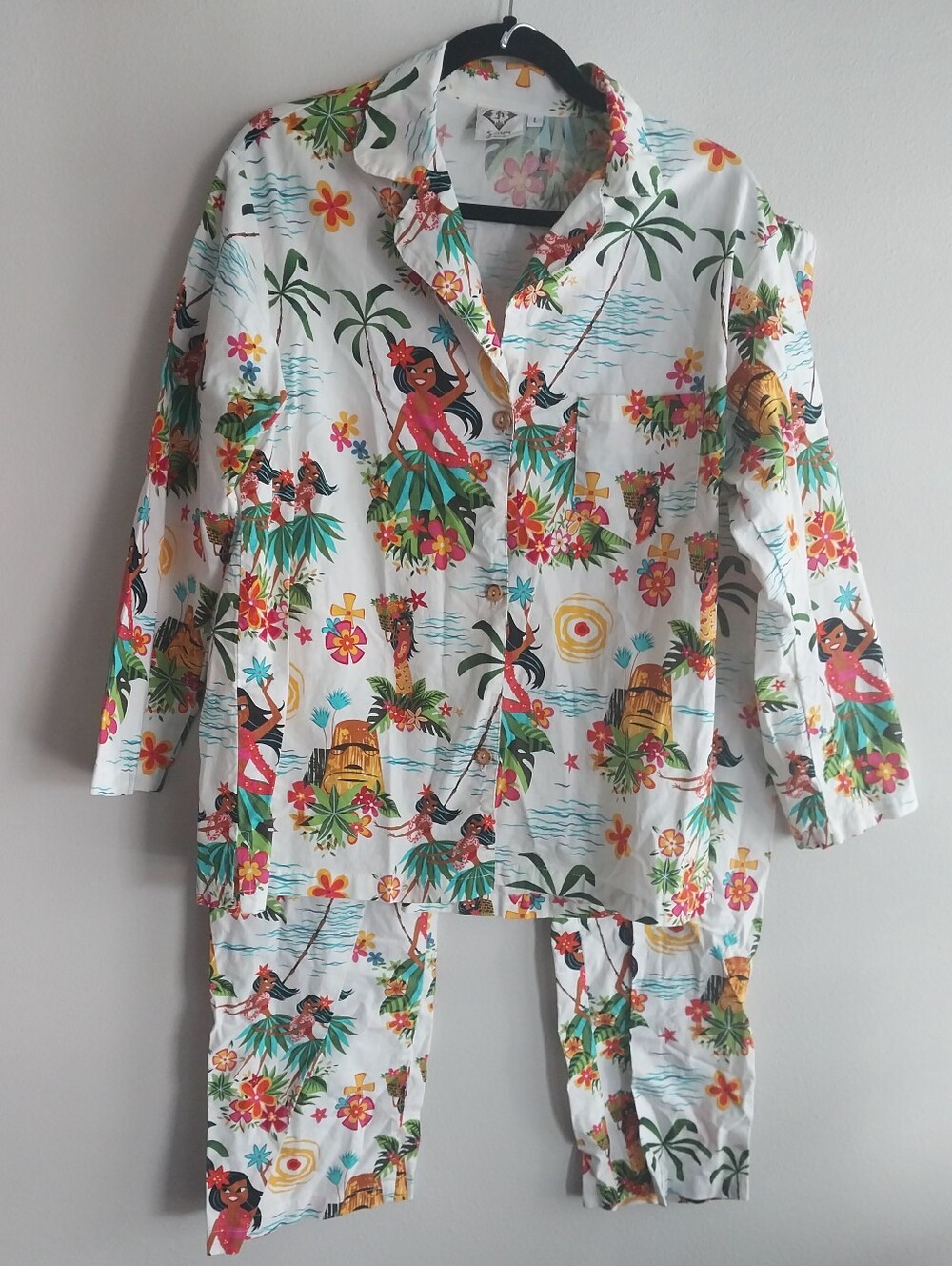 Kilohana Creations Retro Hula Girl Hawaii Themed 100% Cotton Pajamas NWOT